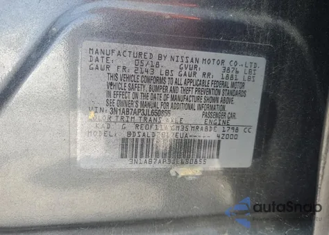 2018 Nissan Sentra S from USA, damaged, VIN 3N1AB7AP3JL650855